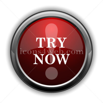 Try now icon. Red glossy web icon with shadow - Icons for website