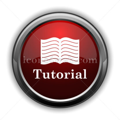 Tutorial icon. Red glossy web icon with shadow - Icons for website