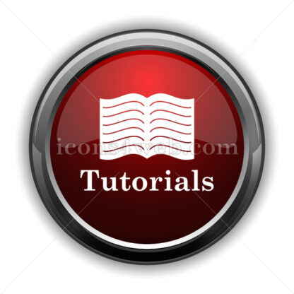 Tutorials icon. Red glossy web icon with shadow - Icons for website