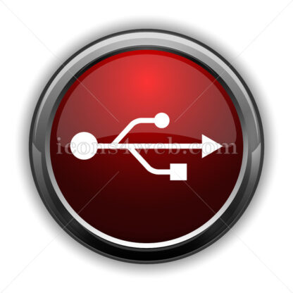 USB icon. Red glossy web icon with shadow - Icons for website