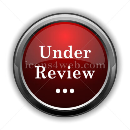 Under review icon. Red glossy web icon with shadow - Icons for website
