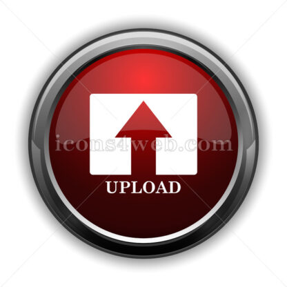 Upload icon. Red glossy web icon with shadow - Icons for website