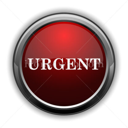 Urgent icon. Red glossy web icon with shadow - Icons for website