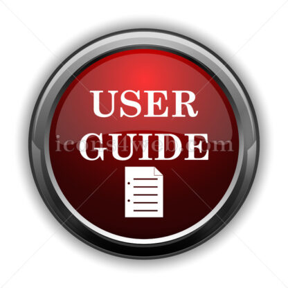 User guide icon. Red glossy web icon with shadow - Icons for website
