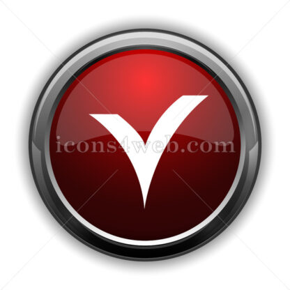 V checked icon. Red glossy web icon with shadow - Icons for website