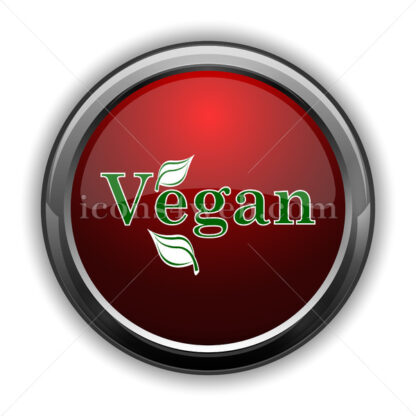 Vegan icon. Red glossy web icon with shadow - Icons for website