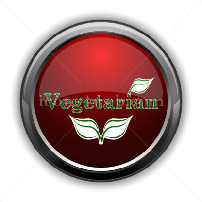 Vegetarian icon. Red glossy web icon with shadow - Icons for website