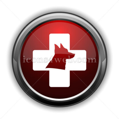 Veterinary icon. Red glossy web icon with shadow - Icons for website