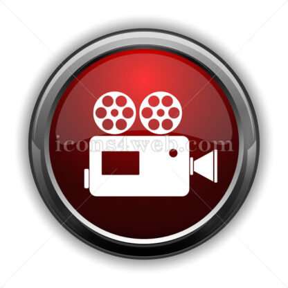 Video camera icon. Red glossy web icon with shadow - Icons for website