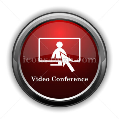 Video conference icon. Red glossy web icon - Website icons