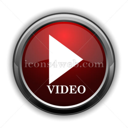 Video play icon. Red glossy web icon with shadow - Icons for website