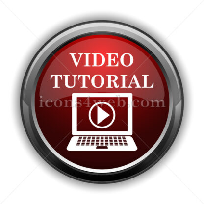 Video tutorial icon. Red glossy web icon with shadow - Website icons