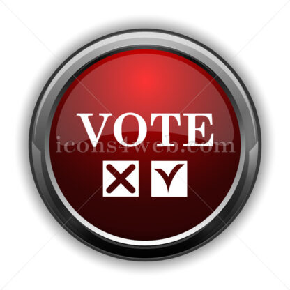 Vote icon. Red glossy web icon with shadow - Icons for website