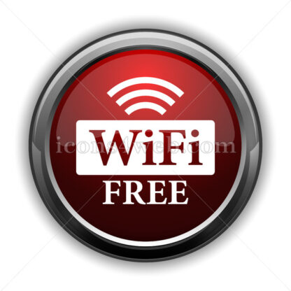 WIFI free icon. Red glossy web icon with shadow - Icons for website