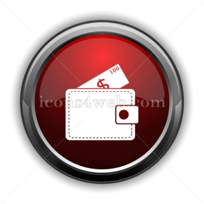 Wallet icon. Red glossy web icon with shadow - Website icons