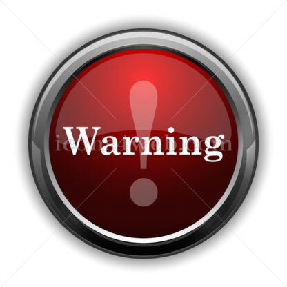 Warning icon. Red glossy web icon with shadow - Icons for website