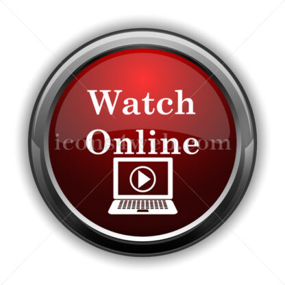 Watch online icon. Red glossy web icon with shadow - Website icons