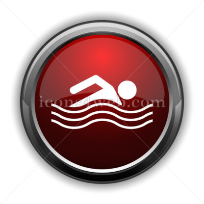 Water sports icon. Red glossy web icon with shadow - Icons for website