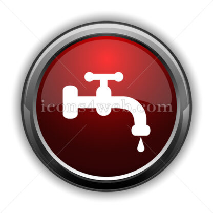 Water tap icon. Red glossy web icon with shadow - Icons for website