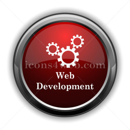 Web development icon. Red glossy web icon with shadow - Icons for website