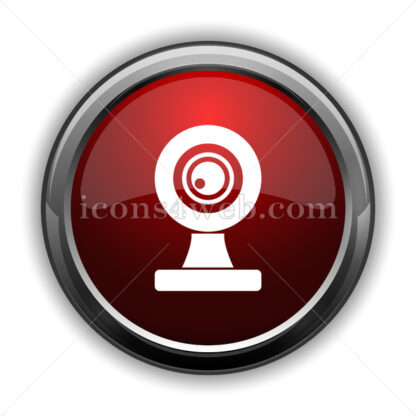 Webcam icon. Red glossy web icon with shadow - Icons for website