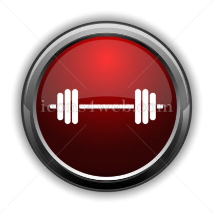Weightlifting icon. Red glossy web icon with shadow - Icons for website