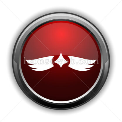 Wings icon. Red glossy web icon with shadow - Icons for website