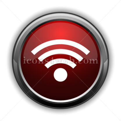Wireless sign icon. Red glossy web icon with shadow - Icons for website