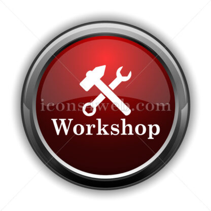 Workshop icon. Red glossy web icon with shadow - Icons for website