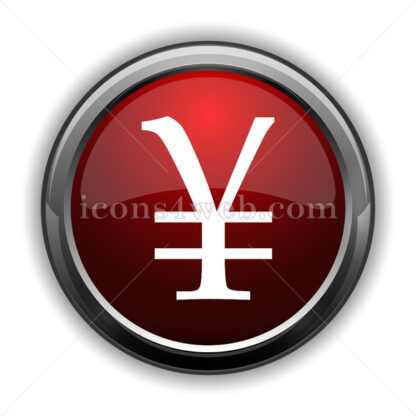 Yen icon. Red glossy web icon with shadow - Icons for website