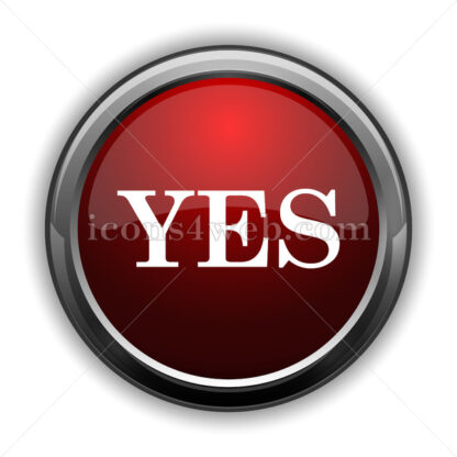 Yes icon. Red glossy web icon with shadow - Icons for website