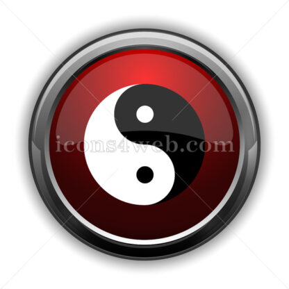 Ying yang icon. Red glossy web icon with shadow - Icons for website