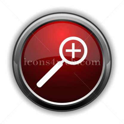 Zoom in icon. Red glossy web icon with shadow - Icons for website
