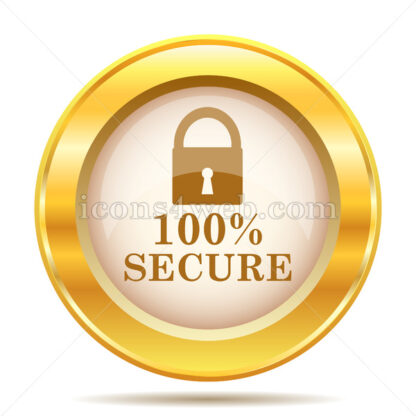 100 percent secure golden button - Website icons