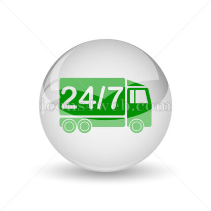 24 7 delivery truck glossy icon. 24 7 delivery truck glossy button - Website icons