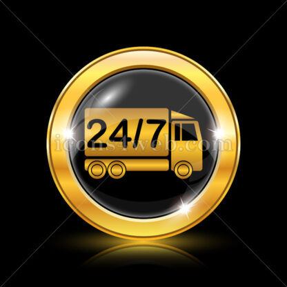 24 7 delivery truck golden icon. - Website icons