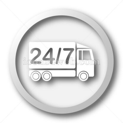 24 7 delivery truck white icon button - Icons for website
