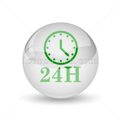 24H clock glossy icon. 24H clock glossy button - Website icons