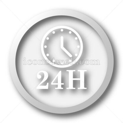 24H clock white icon. 24H clock white button - Website icons