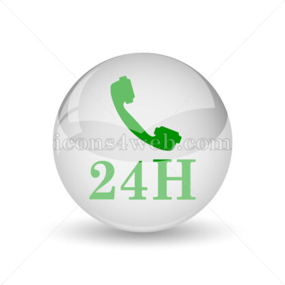 24H phone glossy icon. 24H phone glossy button - Website icons