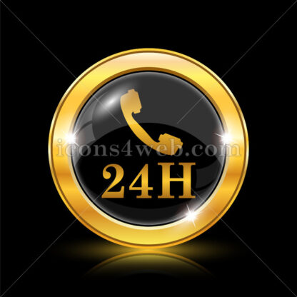24H phone golden icon. - Website icons