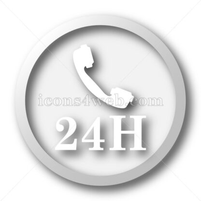 24H phone white icon. 24H phone white button - Website icons