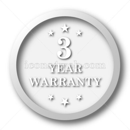 3 year warranty white icon. 3 year warranty white button - Website icons