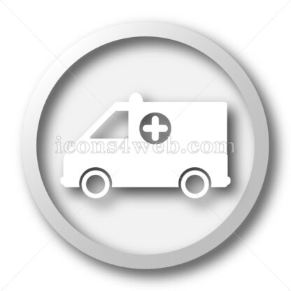 Ambulance white icon. Ambulance white button - Website icons