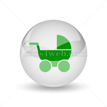 Baby carriage glossy icon. Baby carriage glossy button - Website icons