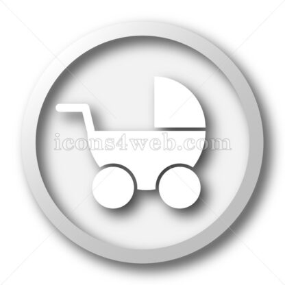 Baby carriage white icon. Baby carriage white button - Website icons