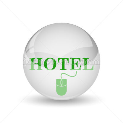Booking hotel online glossy icon. Booking hotel online glossy button - Website icons