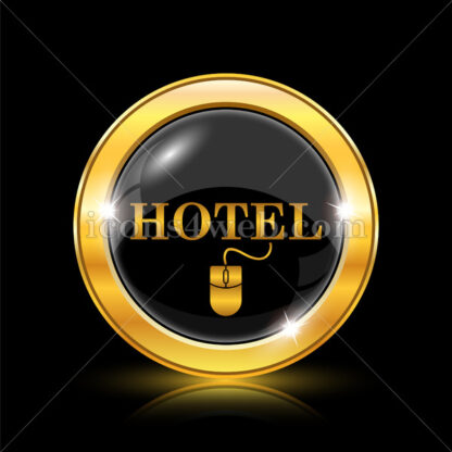 Booking hotel online golden icon. - Website icons