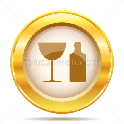 Bottle and glass golden button - Website icons