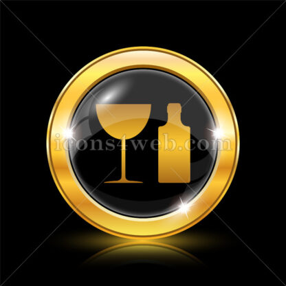 Bottle and glass golden icon. - Website icons